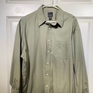 Jos A Banks Men’s Dress Shirt, Green, Size 17 1/2 x 36